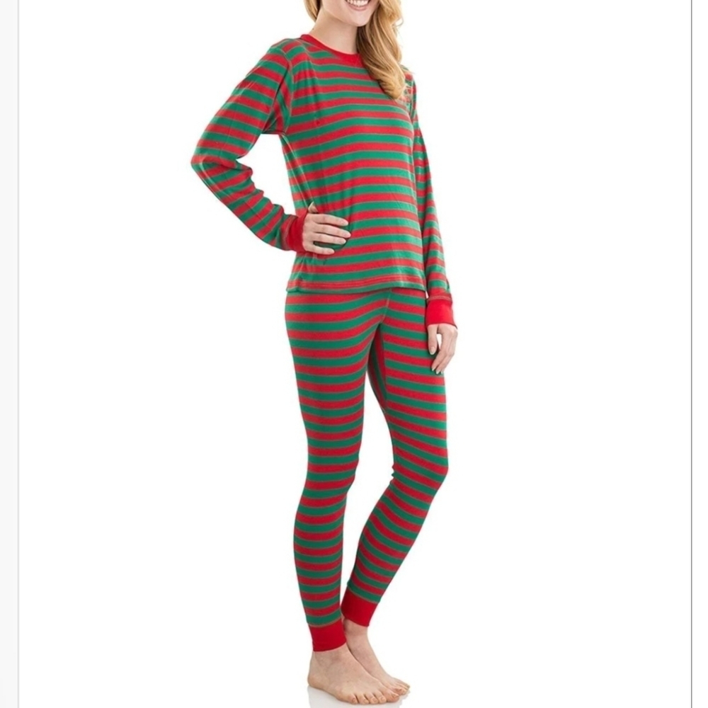 Striped Red and Green Women's Pajama Set